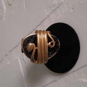 Lia Sophia Cocktail Ring- Gold with Black Druzy